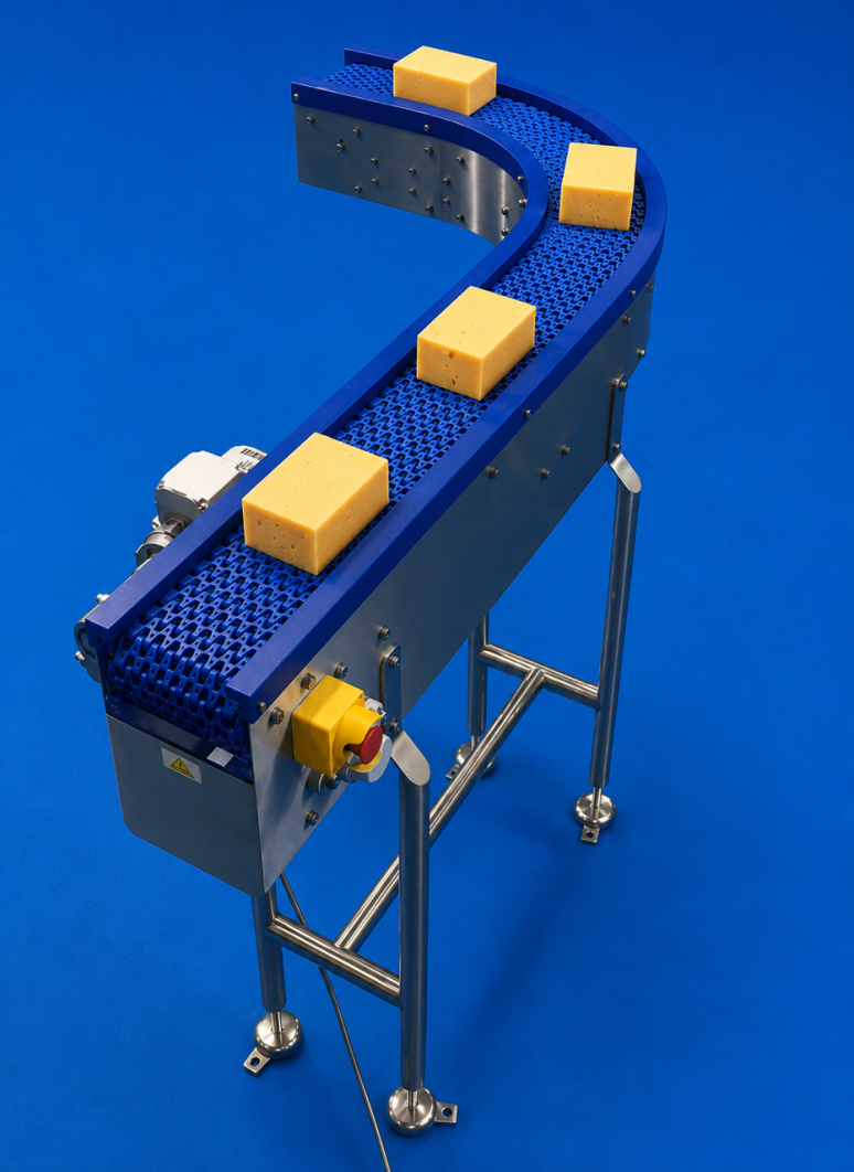 conveyor handling blocks of cheese