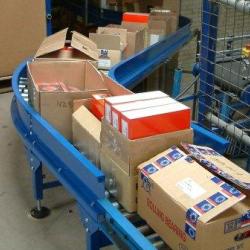 warehouse conveyor painted blue